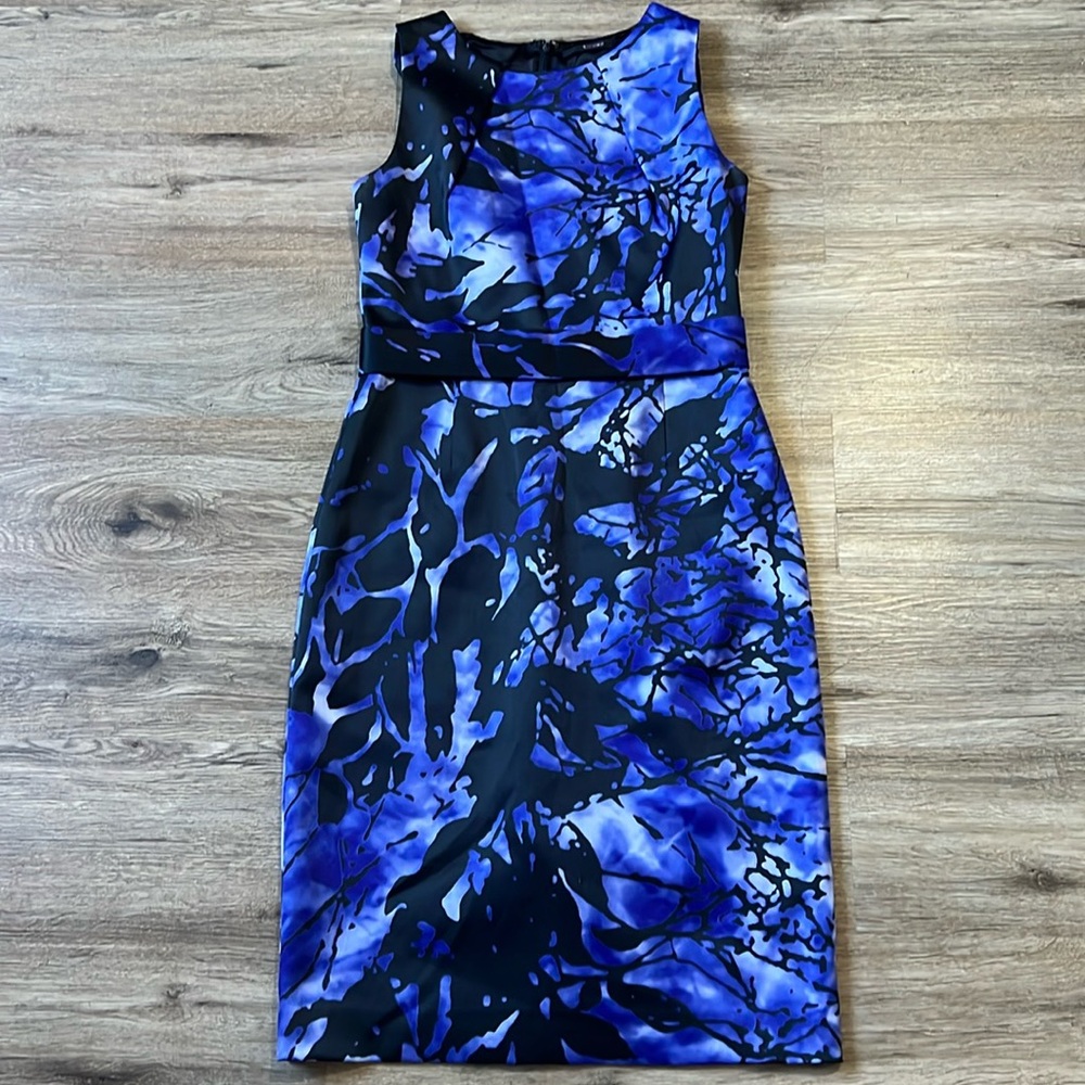 Tahari Shovan black/blue sleeveless dress Size 4